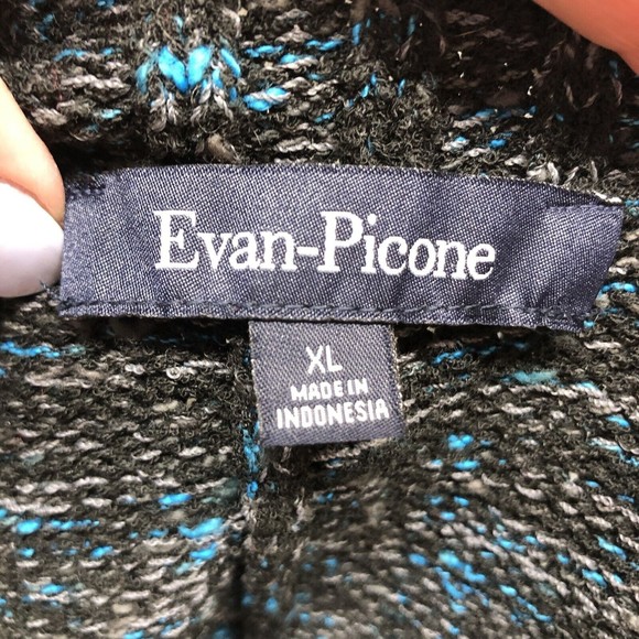 Evan Picone Women's Cardigan Sweater Size XL 1 Button Black Gray Blue Heather - Picture 7 of 12